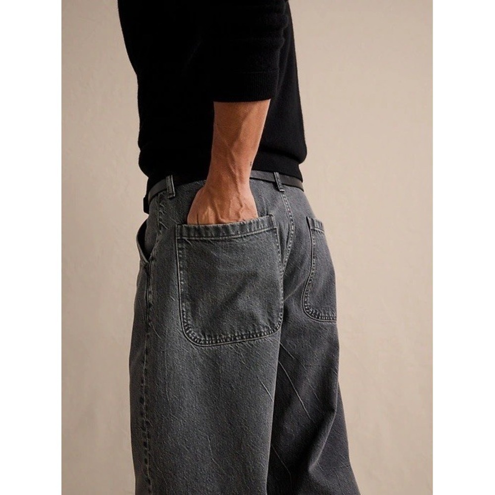Banana Republic Loose Fit Jeans 40x34 Charcoal Black Wash Denim Plants NWT‎